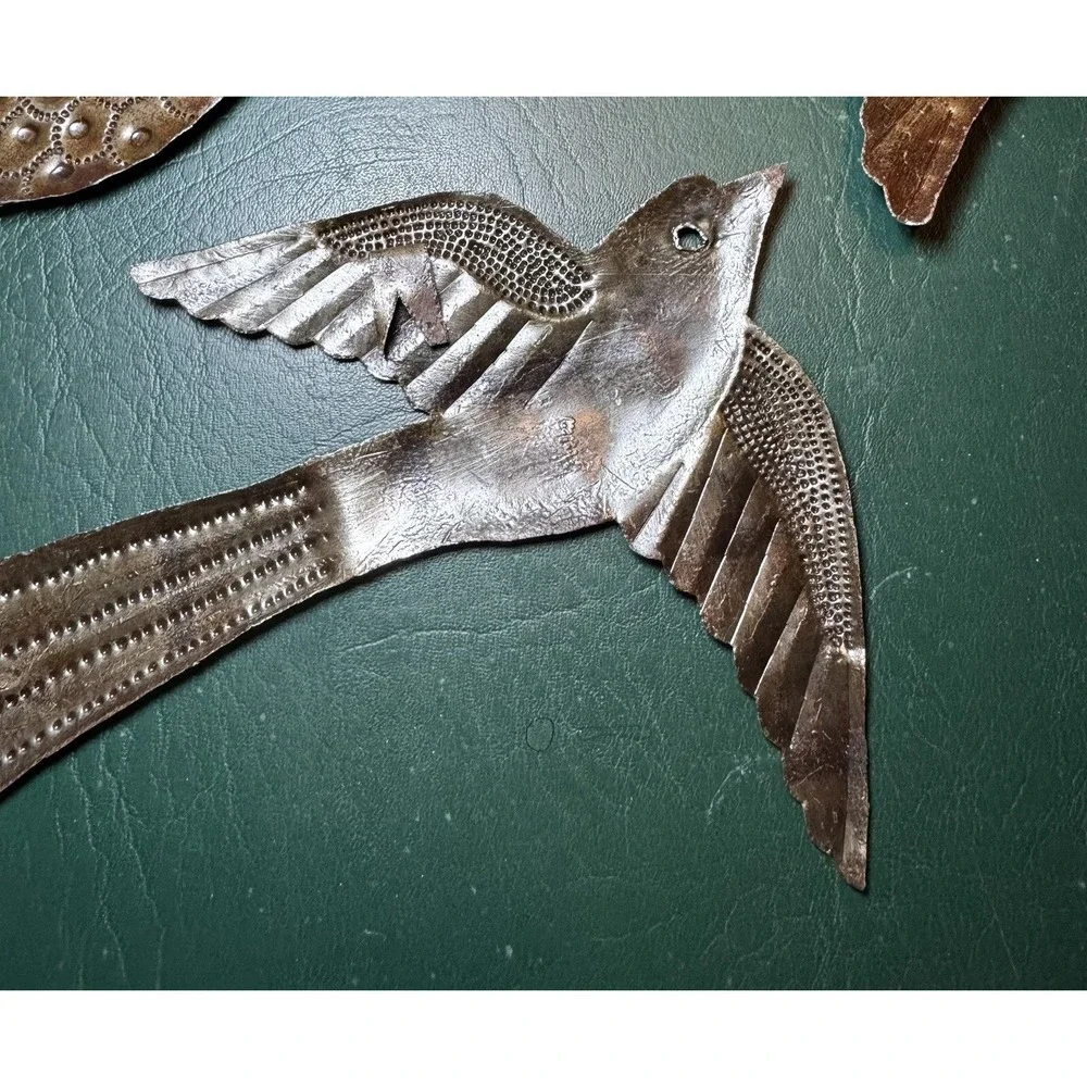 MCM Style Birds Flying Made With Recycled Steel Handmade Set of 3